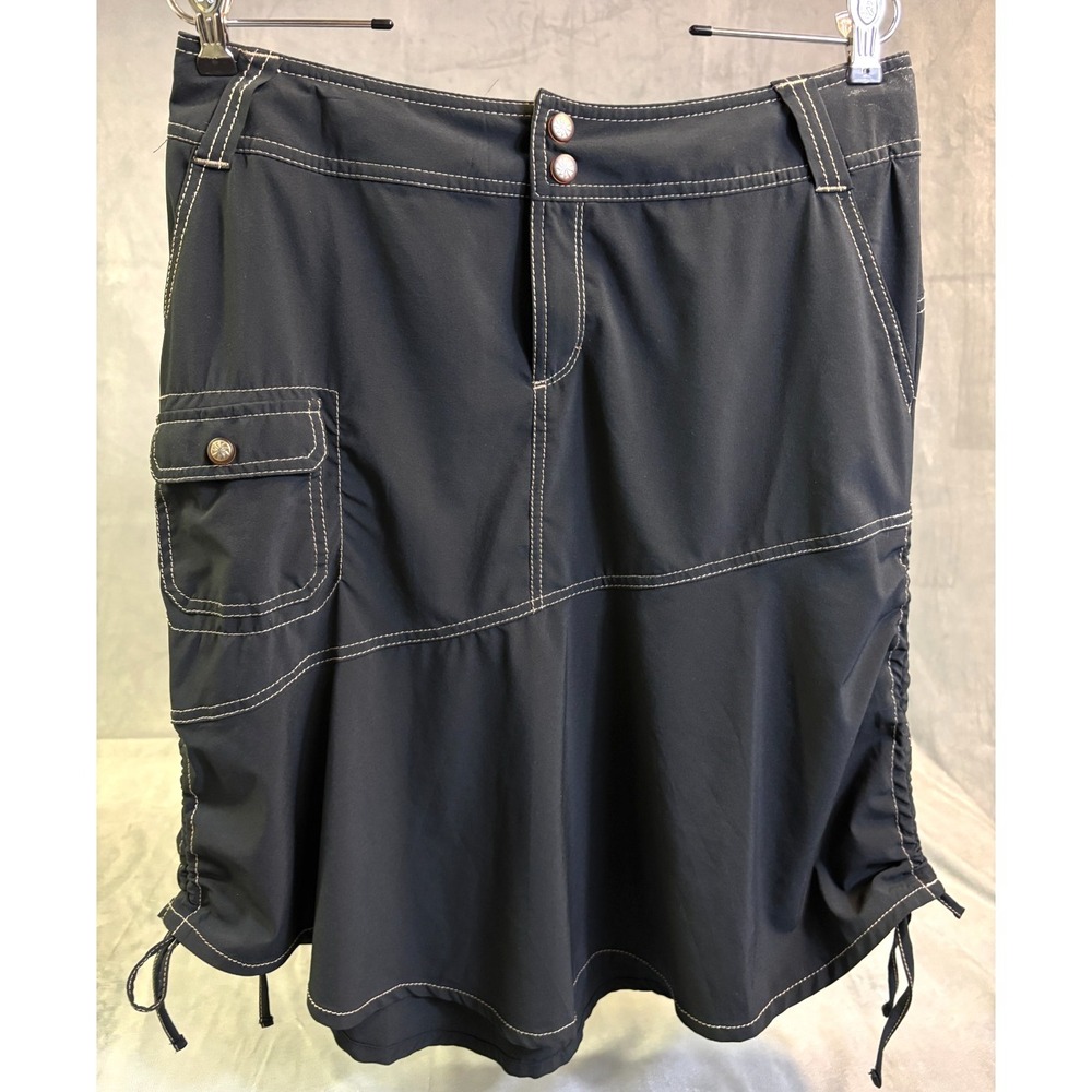 Athleta Skirt Womens Flare Black Stretch Athleisure Panels Ruched Sides Golf 10